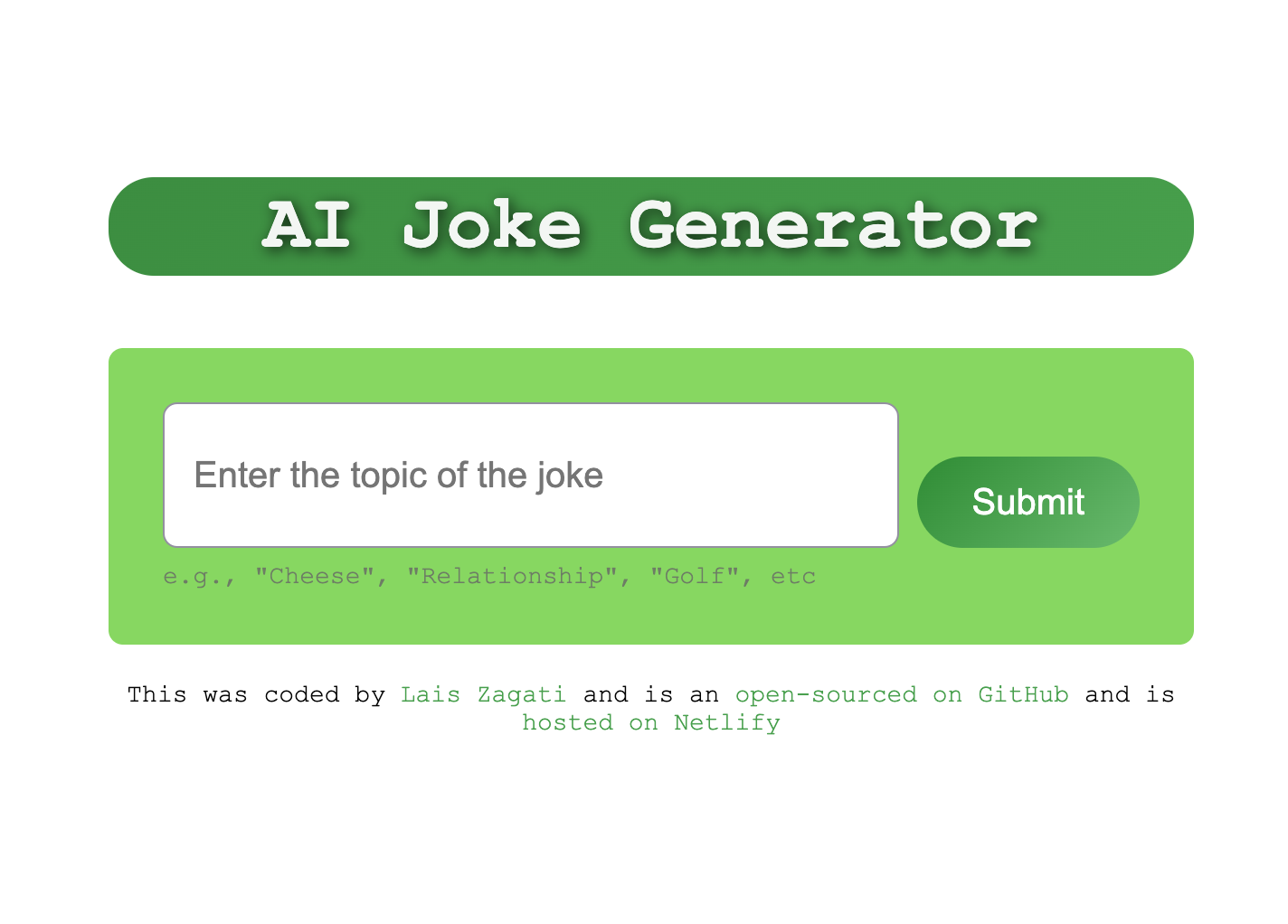 AI Joke Generator Screenshot